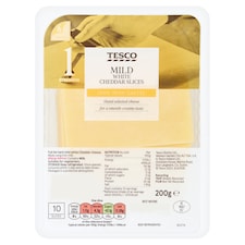 Tesco Mild White Cheddar Slices 200g