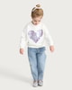 image 3 of F&F Girls Cotton Rich Sequin Heart Sweatshirt in Cream