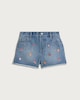 image 4 of F&F Girls Pure Cotton Embroidered Shorts in Blue