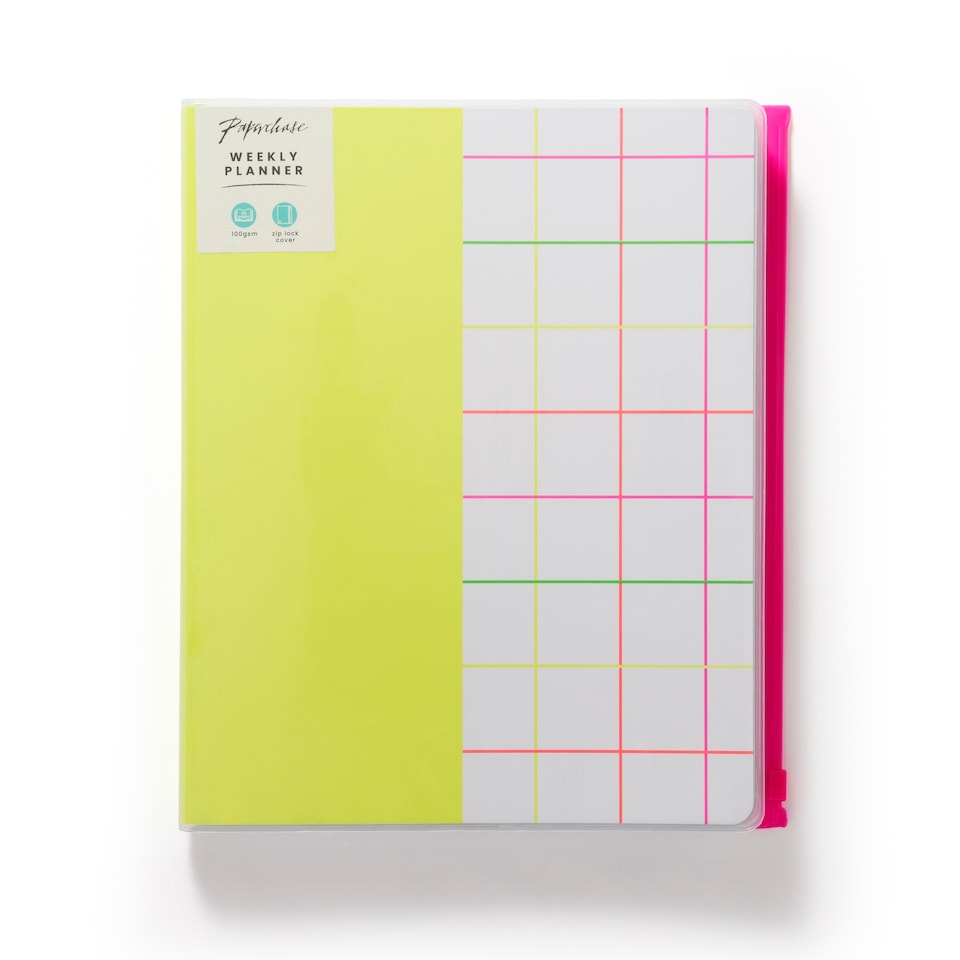 image 1 of Paperchase Neon Grid 8x10 Wallet Weekly Planner