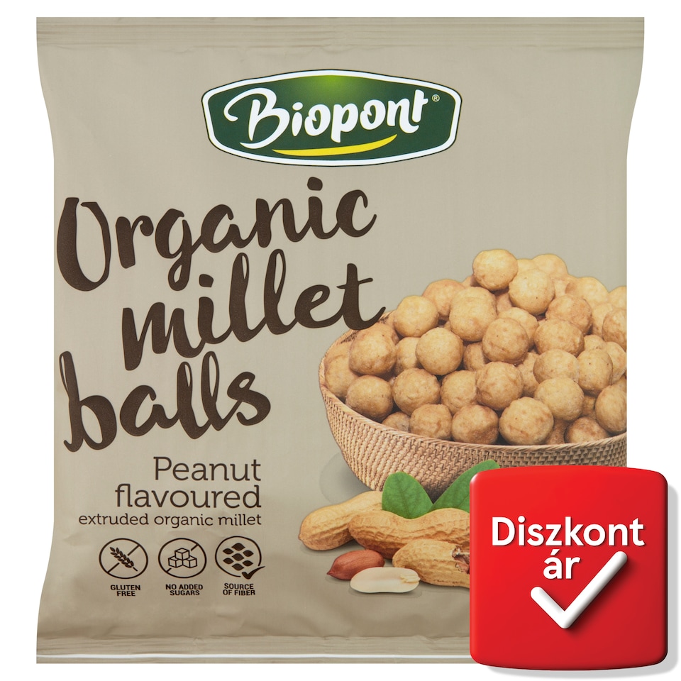 image 1 of Biopont Organic Gluten-Free Peanut Flavoured Millet Balls 75 g