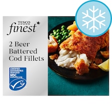Tesco Finest 2 Beer Battered Cod Fillets 300g