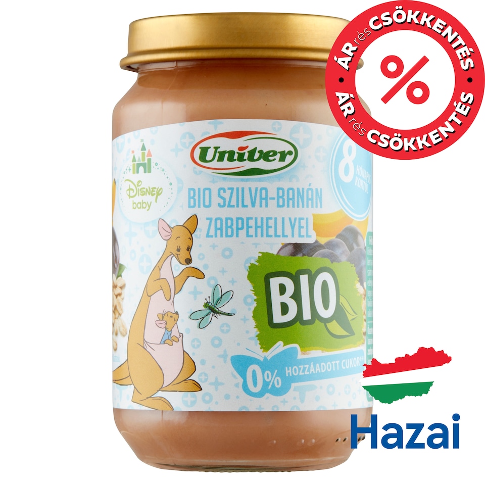 Univer Disney Baby bio szilva-banán zabpehellyel bébidesszert 8 hónapos kortól 163 g