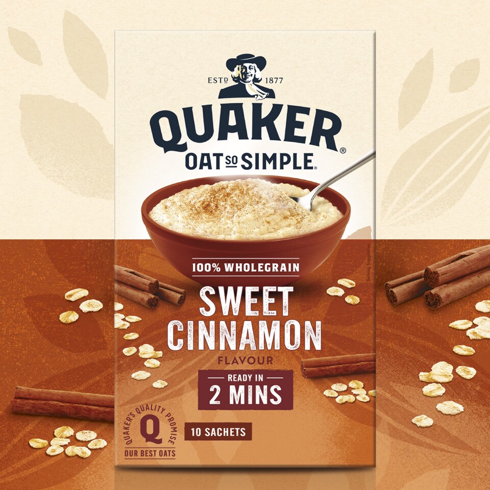 image 1 of Quaker Oat So Simple Sweet Cinnamon Porridge Sachets 10x33g