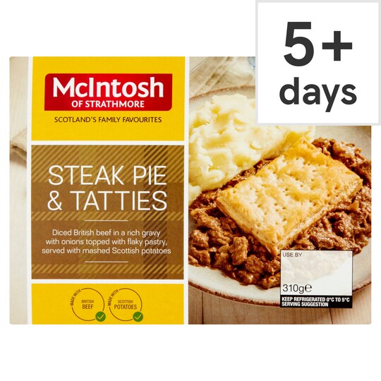 Mcintosh Steak Pie & Tatties 310G Tesco Groceries