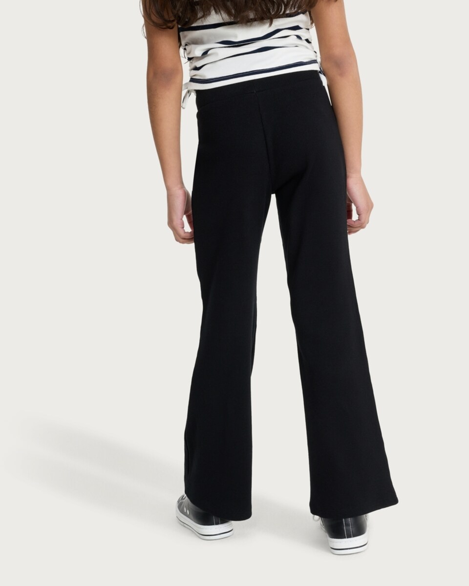 image 1 of F&F Girls Cotton Rich Flared Leggings in Black