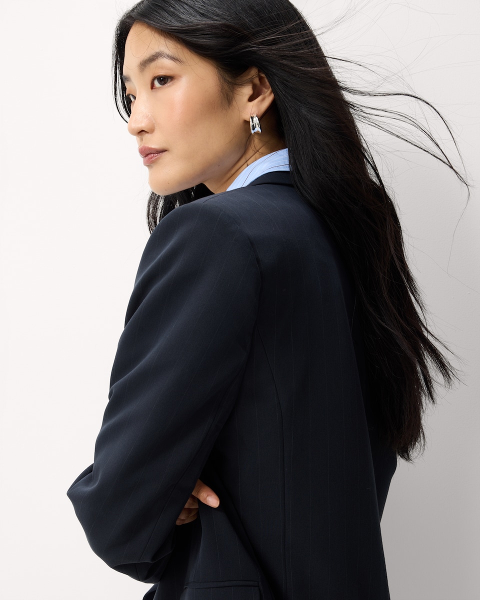 image 1 of F&F Pinstripe Co-ord Blazer in Navy