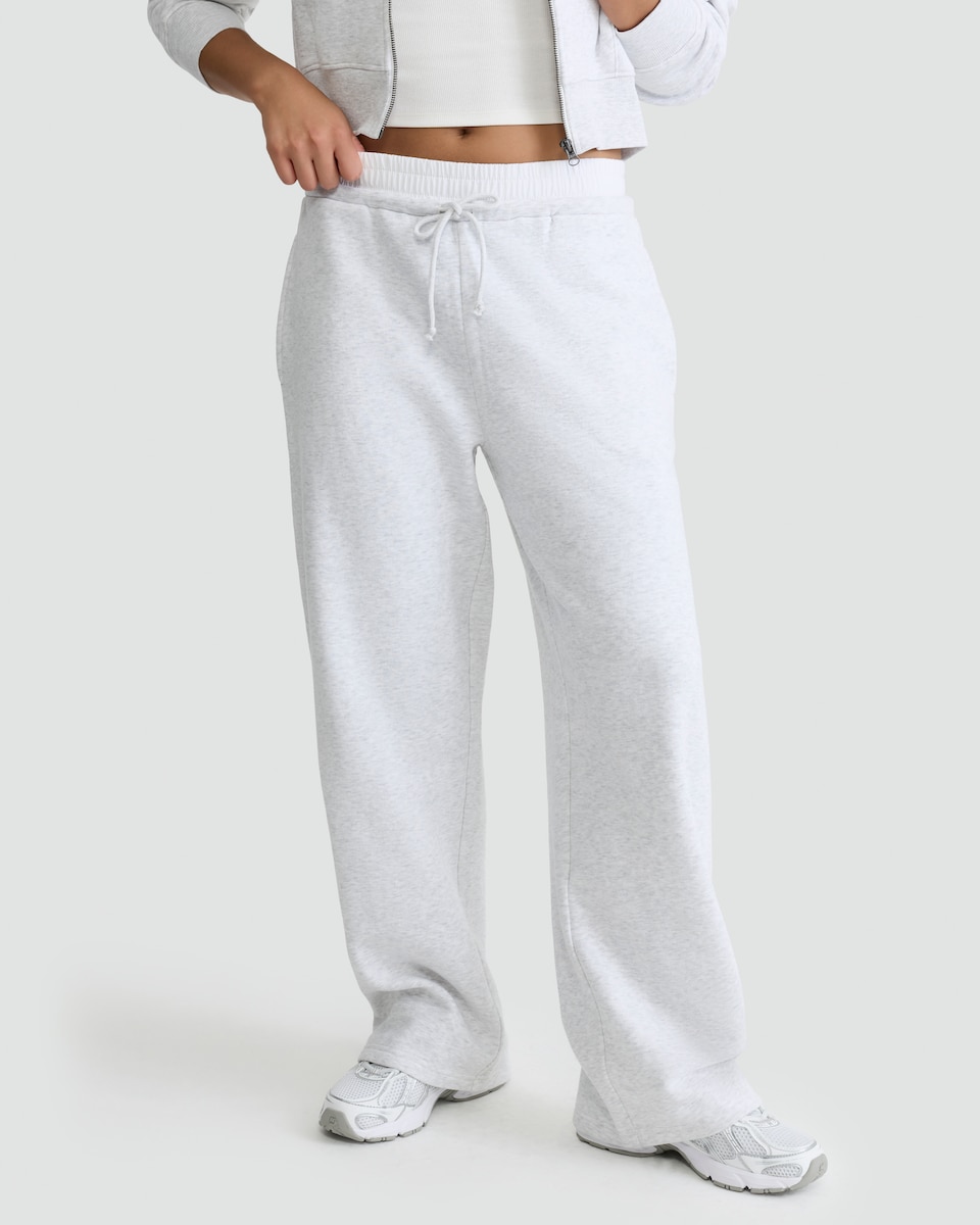 image 1 of F&F Cotton Rich Wide Leg Drawstring Joggers in Grey
