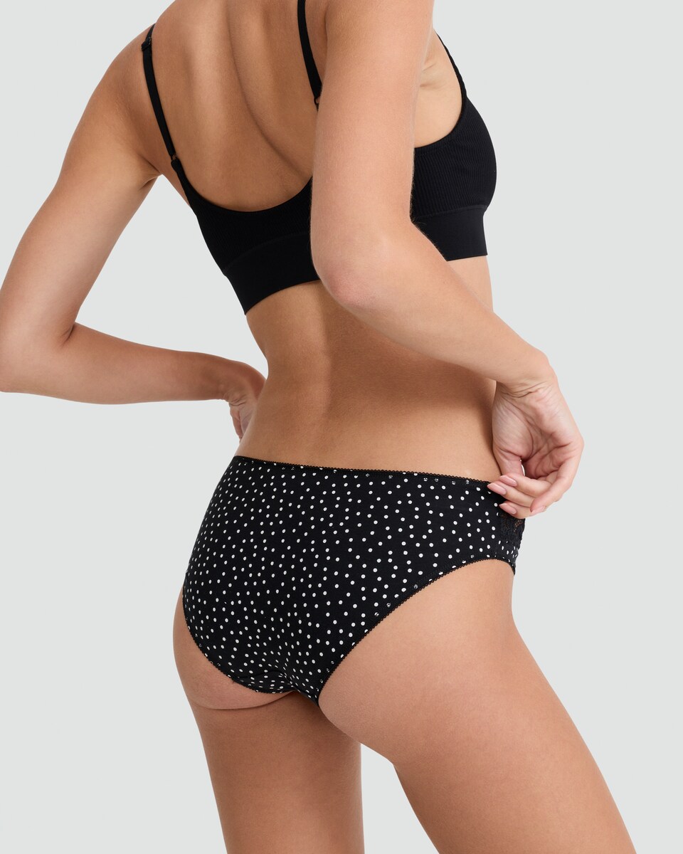 image 1 of F&F 5-Pack Cotton Rich High Leg Lace Trim Knickers in Multi