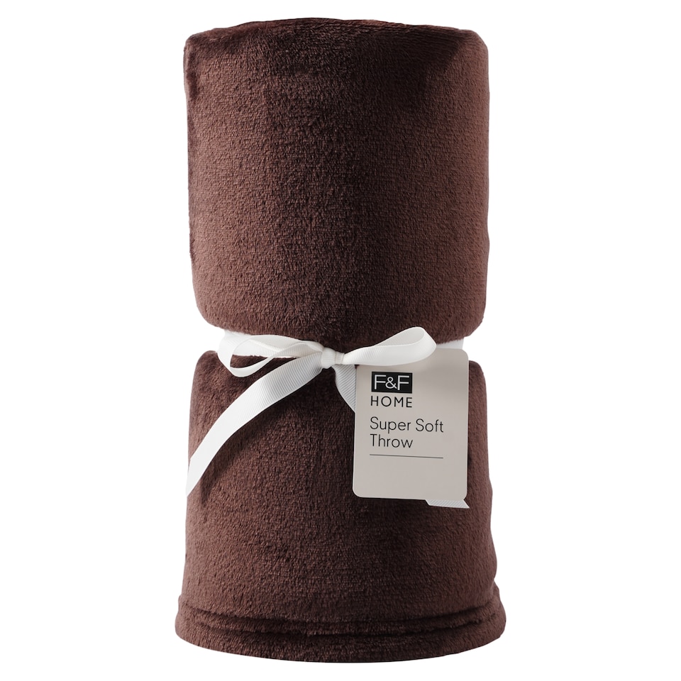 F&F Home Brown Super Soft Throw 125 cm x 150 cm