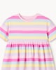 image 3 of F&F Girls Pure Cotton Rainbow Striped Dress in Multi Pink