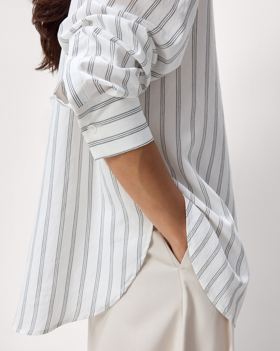 image 1 of F&F Striped Oversized Fit Shirt in Multi White