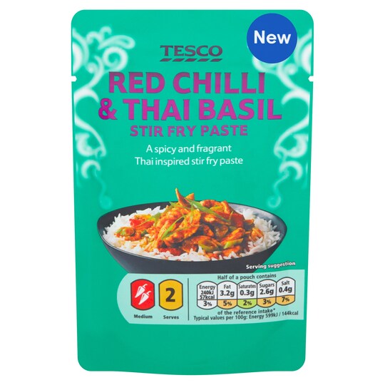 TESCO THAI RED CHILLI & BASIL ST/FRY PASTE 80G Tesco Groceries