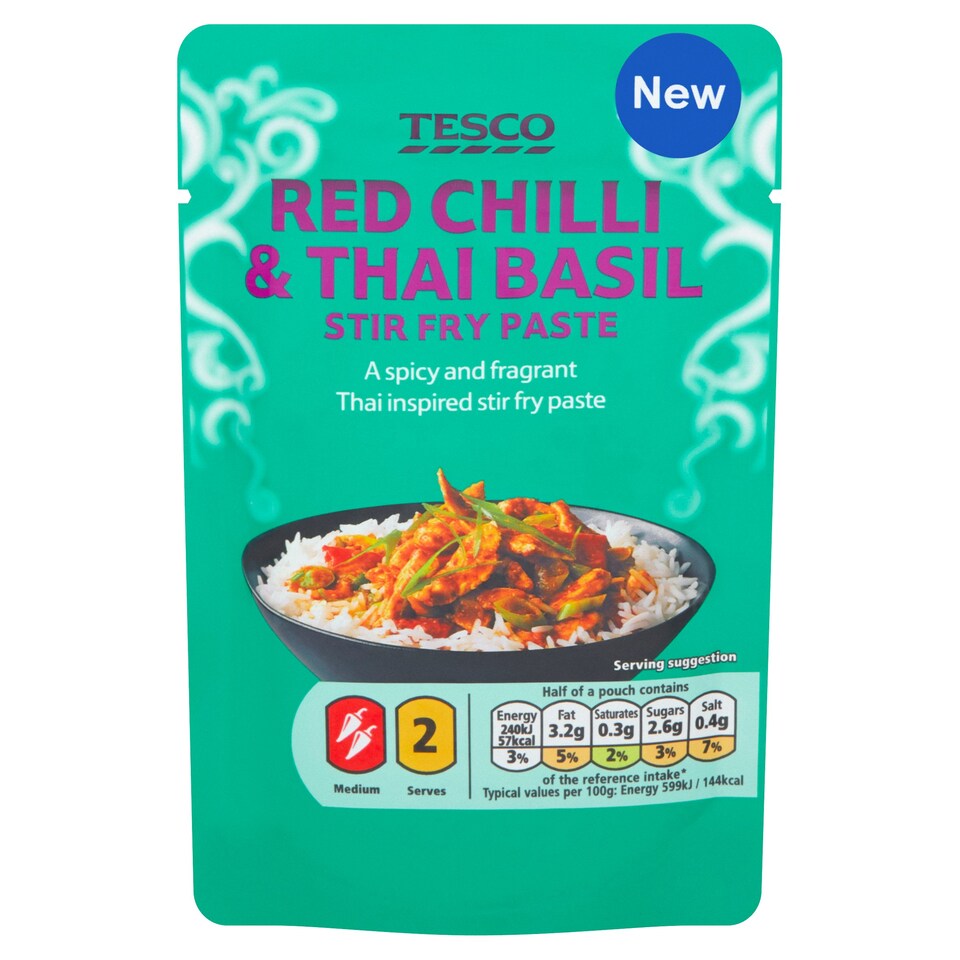 TESCO THAI RED CHILLI & BASIL ST/FRY PASTE 80G