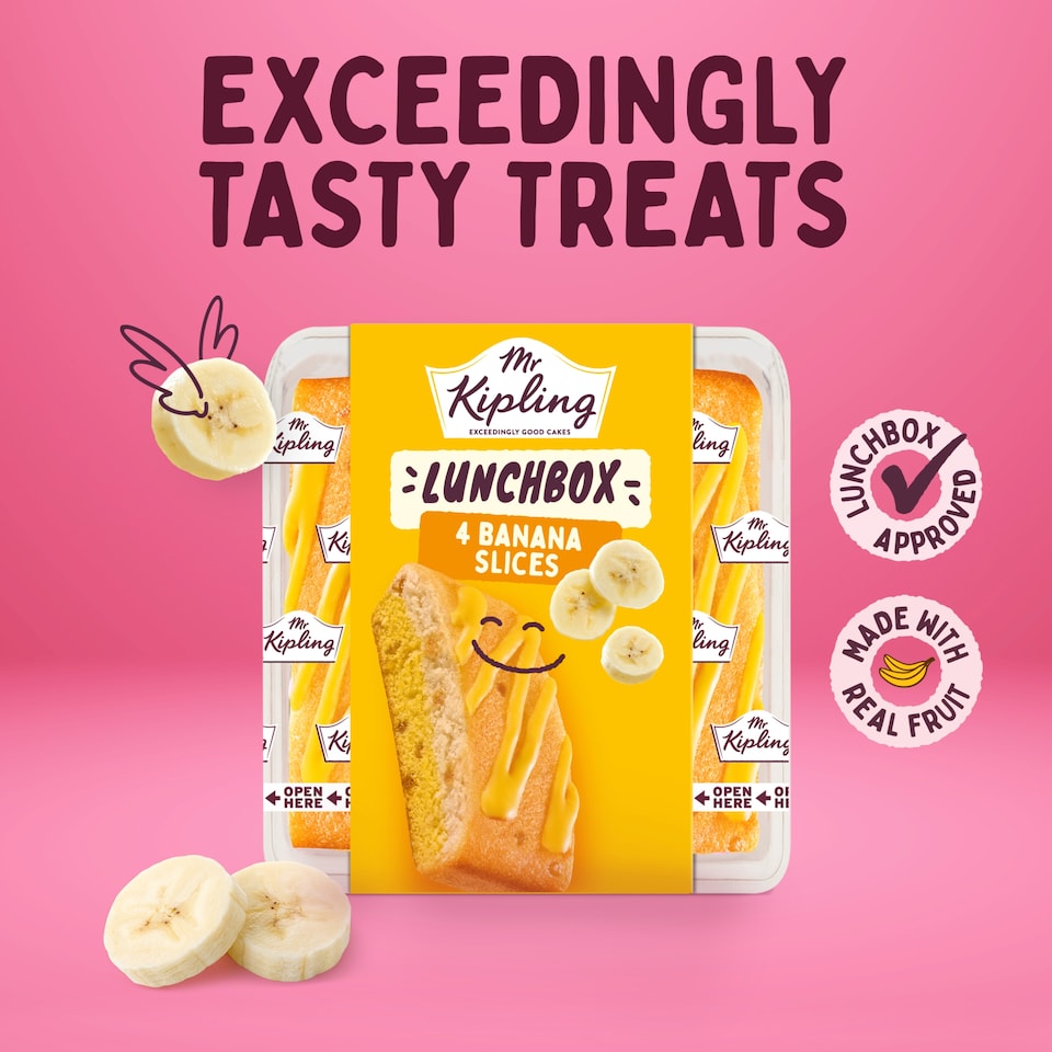 image 1 of Mr Kipling Banana Lunchbox Cake Slices 4 pack