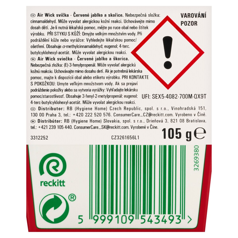 obrázok 1 z Air Wick Essential Oils Sviečka červené jablko a škorica 105 g