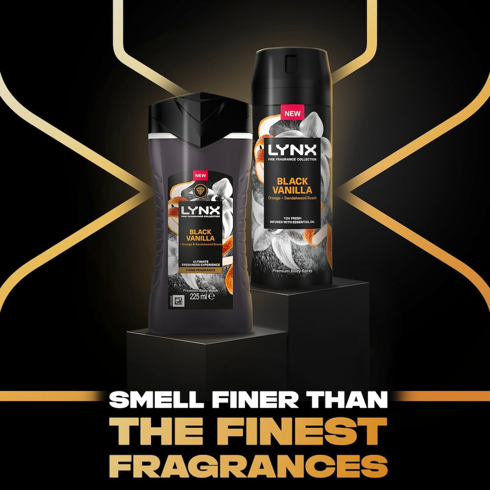image 1 of Lynx Fine Fragrance Black Vanilla Bodyspray & Bodywash Gift Set