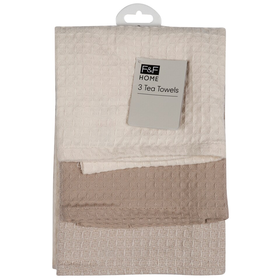 F&F Home Cashmere Mixed Waffle Tea Towel 3 Pack