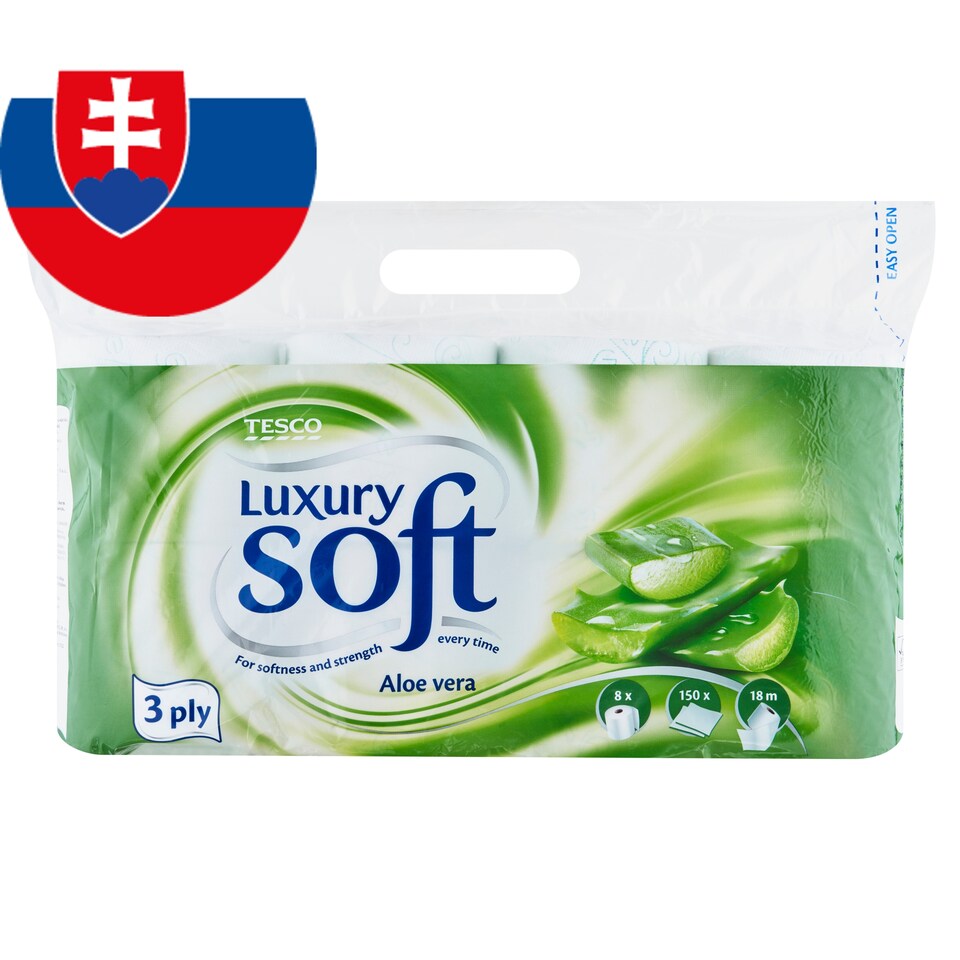 Tesco Soft Luxury Toilet Paper with Aloe Vera Scent 3 Ply 8 Rolls