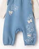 image 3 of F&F Baby 2-Piece Pure Cotton Embroidered Denim Dungaree and Bodysuit Set in Blue