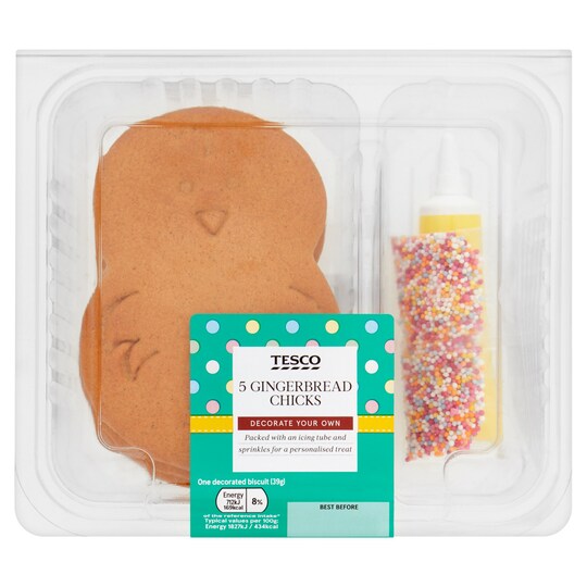 Tesco Decorate Your Own Gingerbread Chicks 5 Pack Tesco Groceries