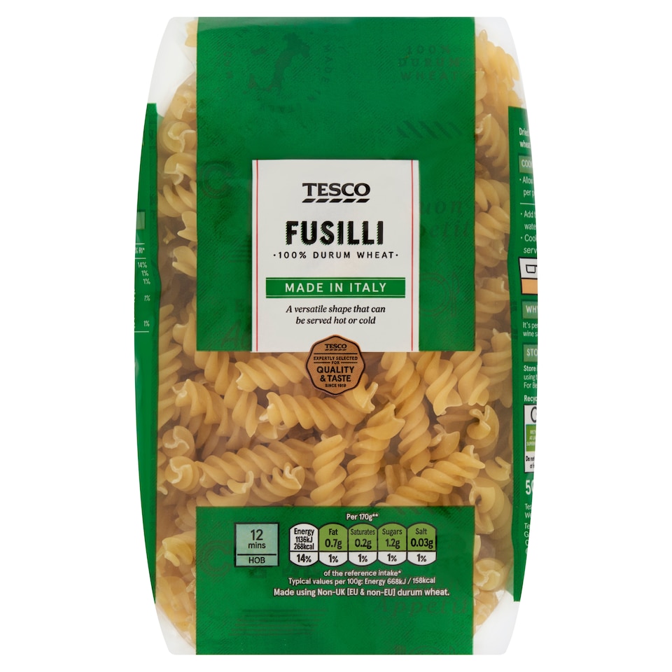 Tesco Fusilli Pasta 500G