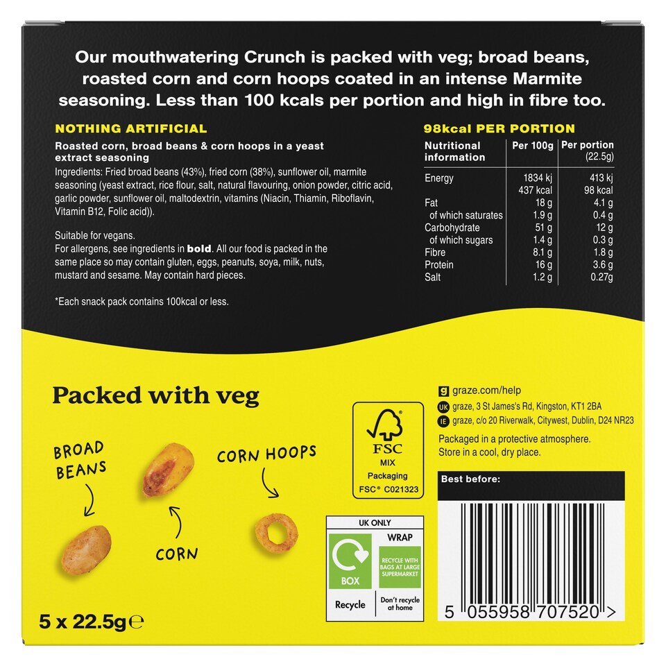 image 1 of Graze Marmite crunch multipack 5x22.5g