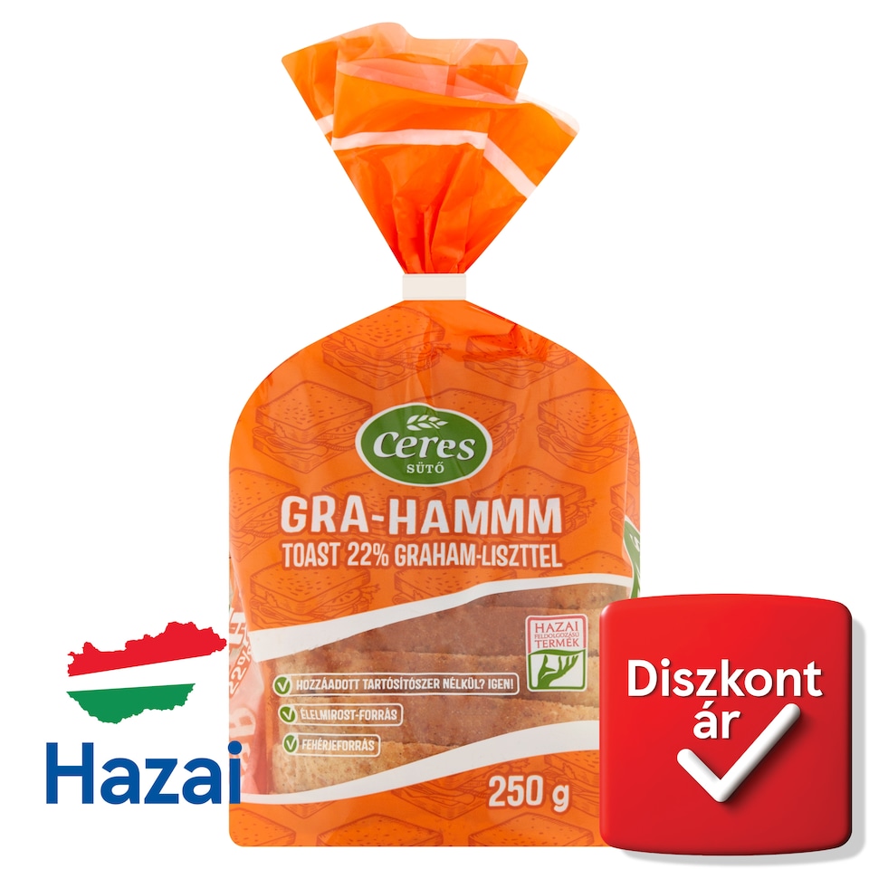 Ceres Gra-Hammm toast 22% Graham-liszttel 250 g  1. kép