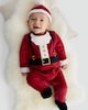 image 1 of F&F Baby 2-Piece Cotton Rich Fleece Santa Outfit in Red
