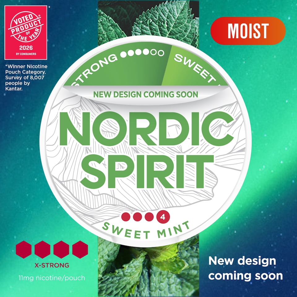 image 1 of Nordic Spirit Sweet Mint Tobacco Free Nicotine Pouches Extra Strong 20 Pack 11mg 14g