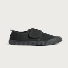 F&F School Boys Canvas Touch Fastening Plimsols in Black