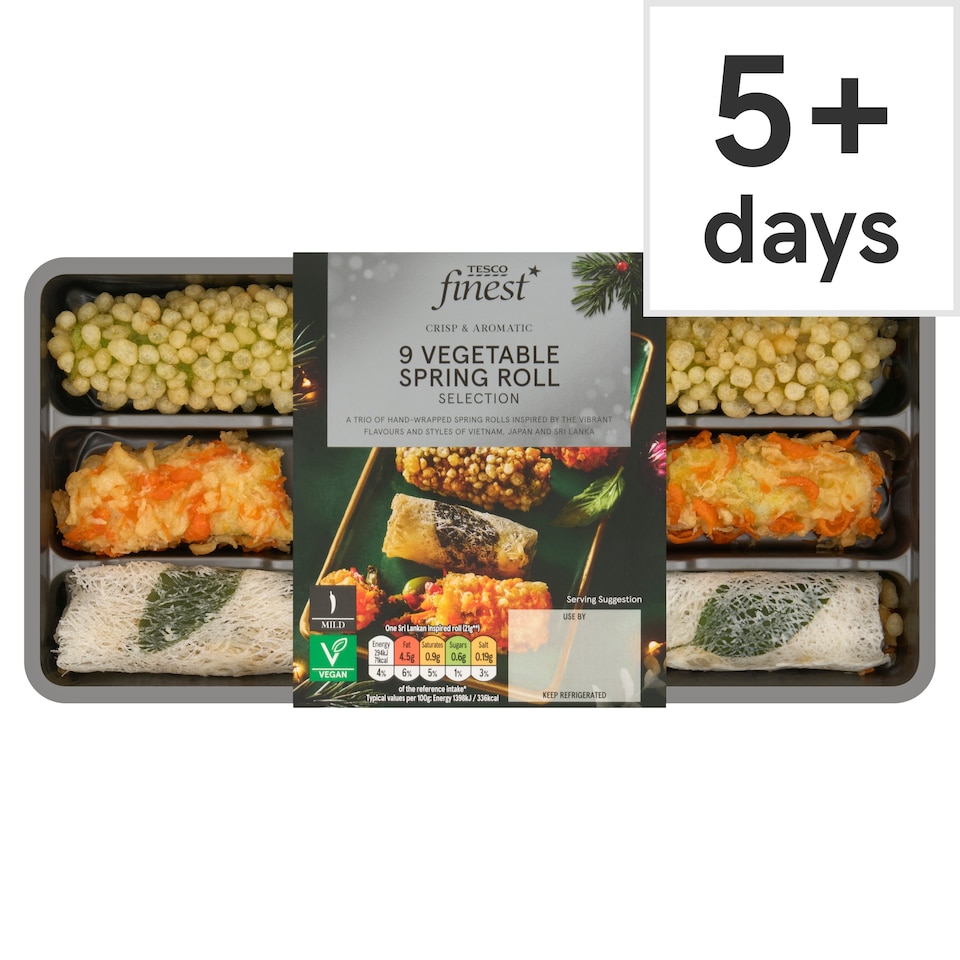 Tesco Finest 9 Vegetable Spring Roll Selection 195g
