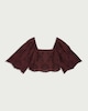 image 4 of F&F Pure Cotton Embroidered Square Neck Crop Co-ord Top in Multi Red