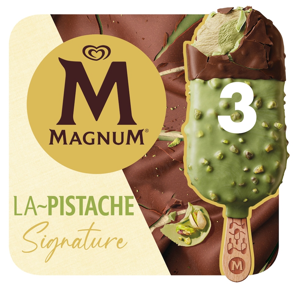image 1 of Magnum Signature Pistachio Ice Cream Sticks 3 x 90ml