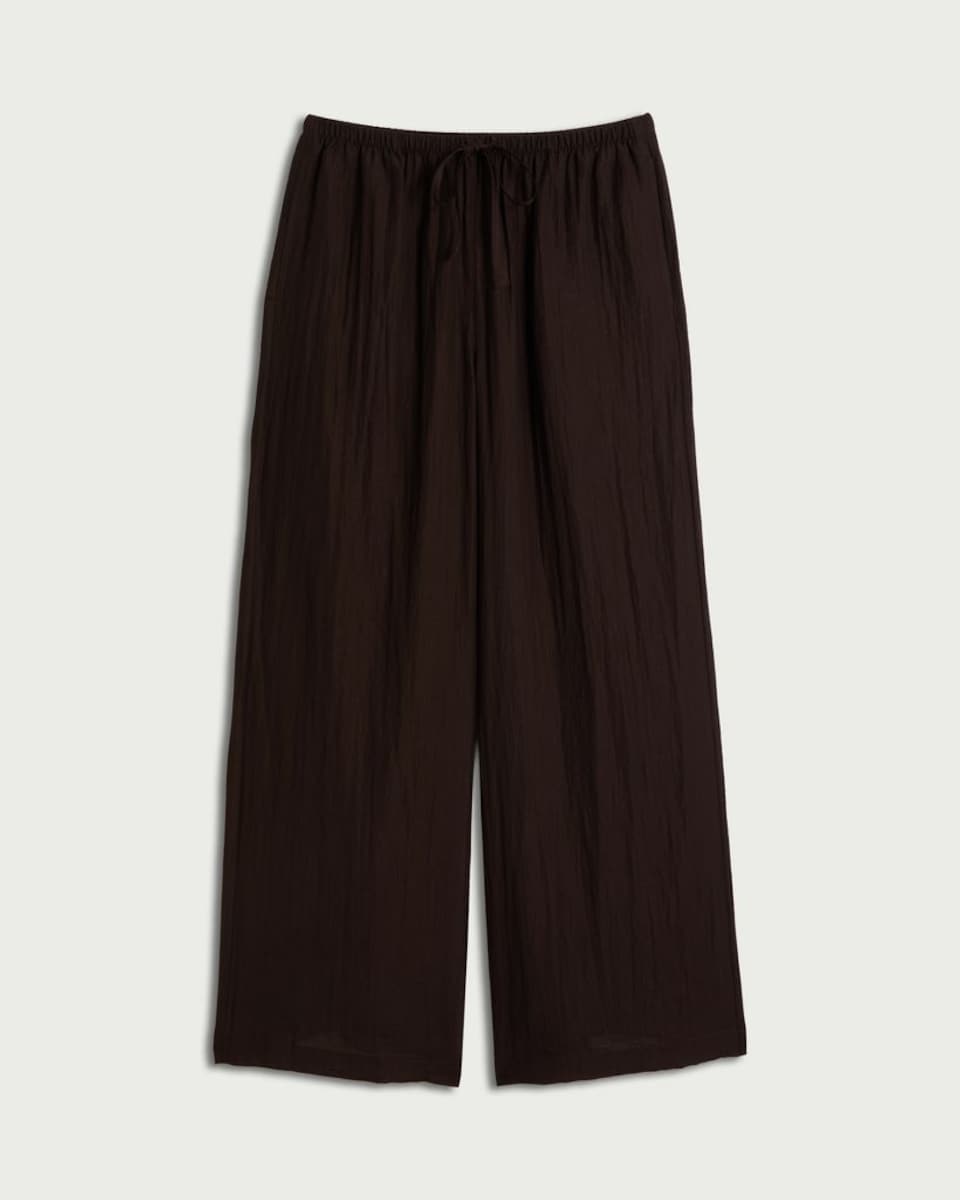 image 1 of F&F Textured Wide Leg Co-ord Trousers in Brown