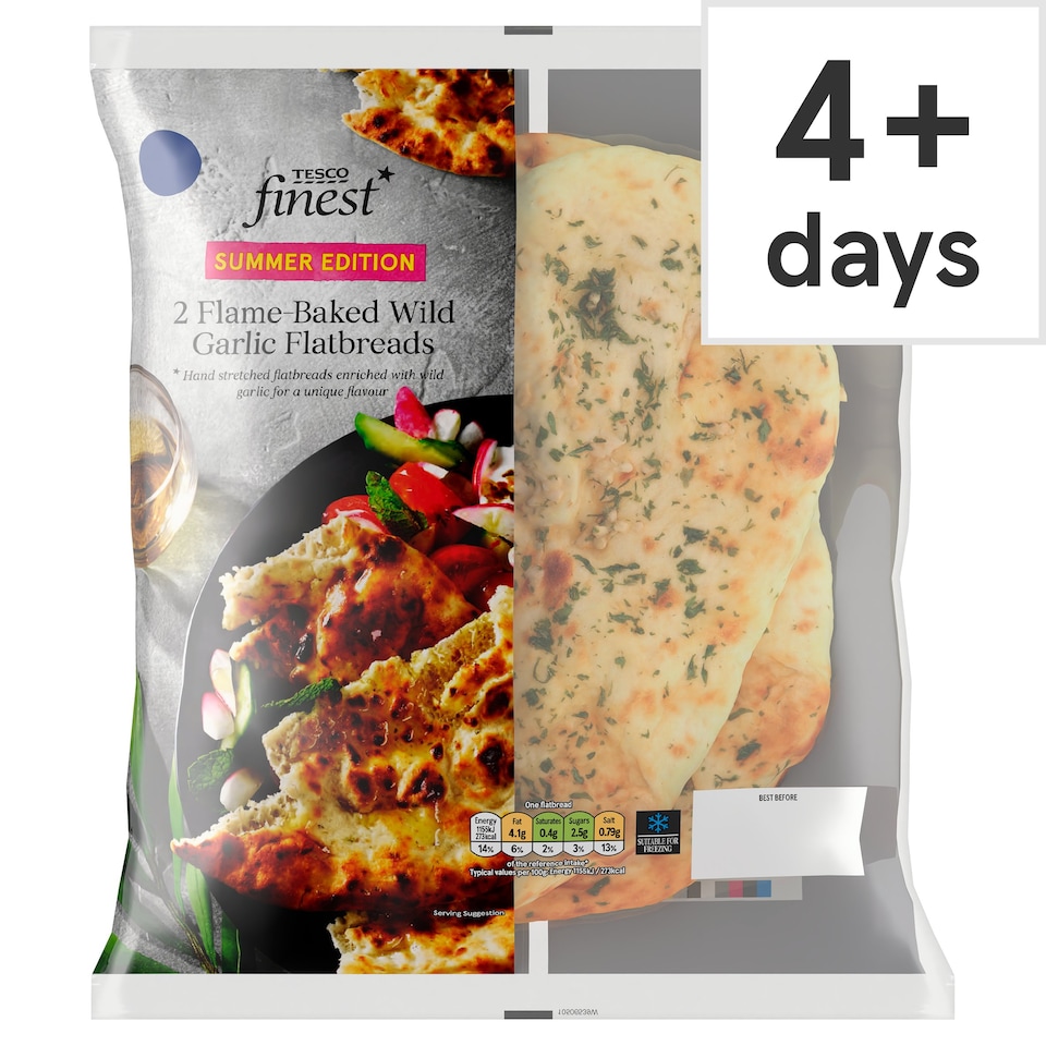 Tesco Finest 2 Wild Garlic Flatbreads Tesco Groceries