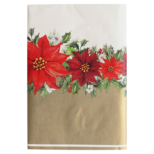 Tesco Christmas Poinsettia Table Cover 180 X 120cm