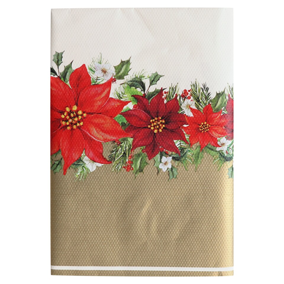 Tesco Christmas Poinsettia Table Cover180 X 120Cm