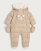 image 1 of F&F Baby Borg Bear Face Shower Resistant Snowsuit in Tan