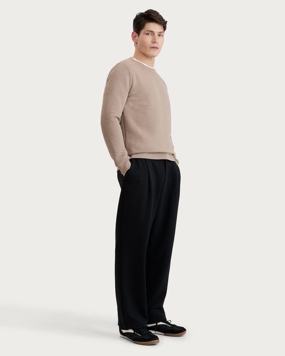 image 1 of Peter Werth Cotton Blend Textured Crew Neck Sweatshirt in Brown