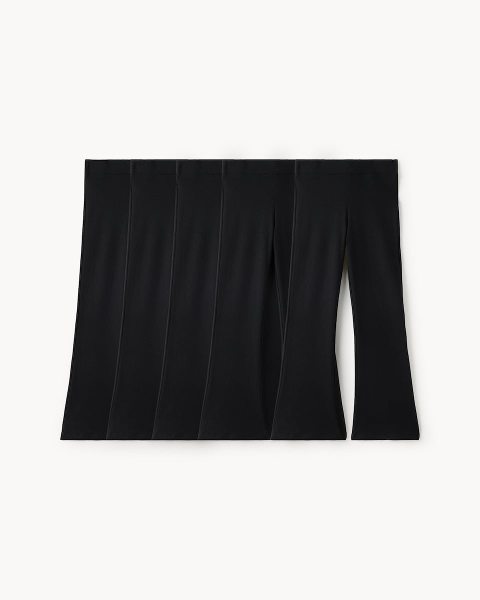 image 1 of F&F Girls 5-Pack Cotton Rich Flared Leggings in Black