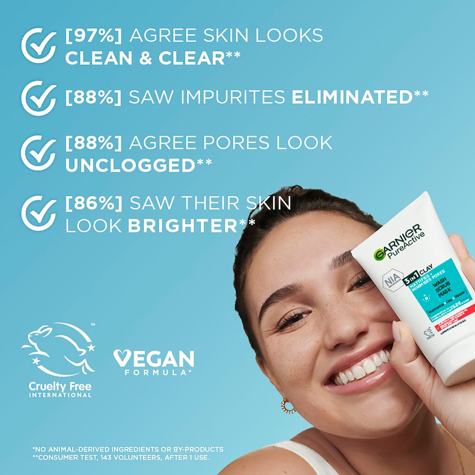 image 1 of Pure Active 3In1 Clay Mask Scrub Wash 150Ml