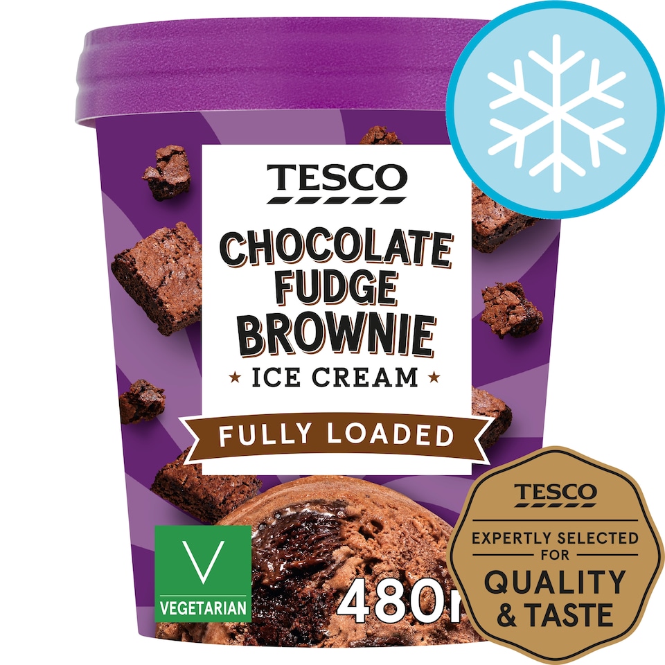 Tesco Chocolate Fudge Brownie Ice Cream 480Ml