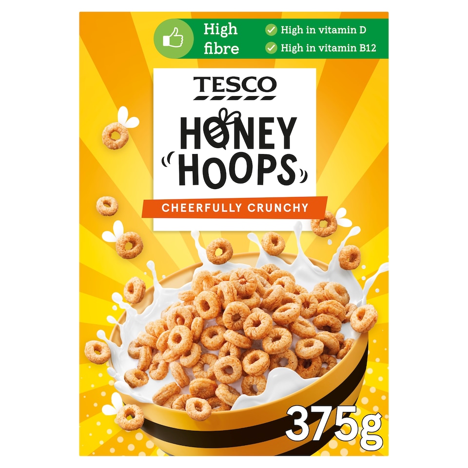 Tesco Honey Hoops Cereal 375G