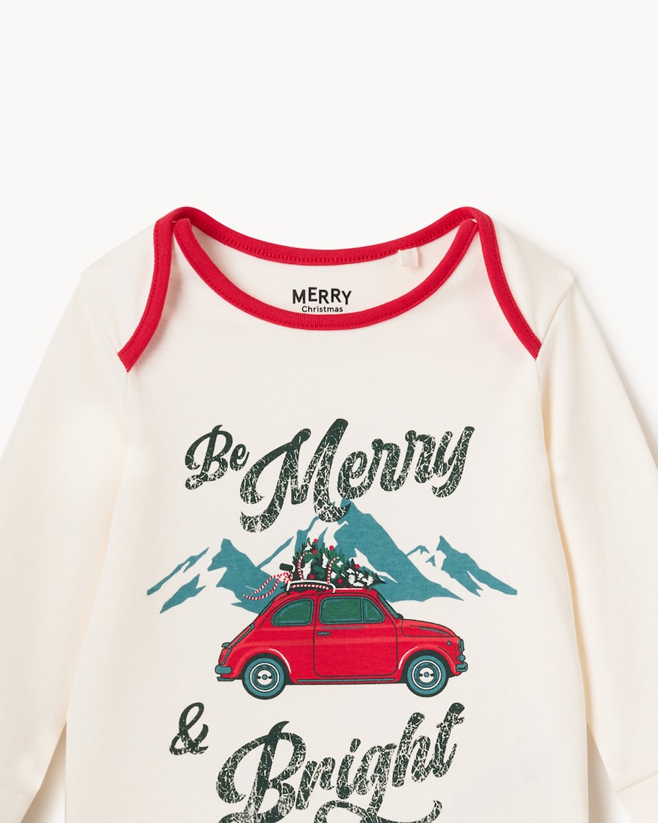 image 1 of Christmas Baby Pure Cotton Merry & Bright Family Matching Pyjama Set in Cream