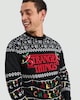 image 2 of Stranger Things Knitted Christmas Jumper in Black