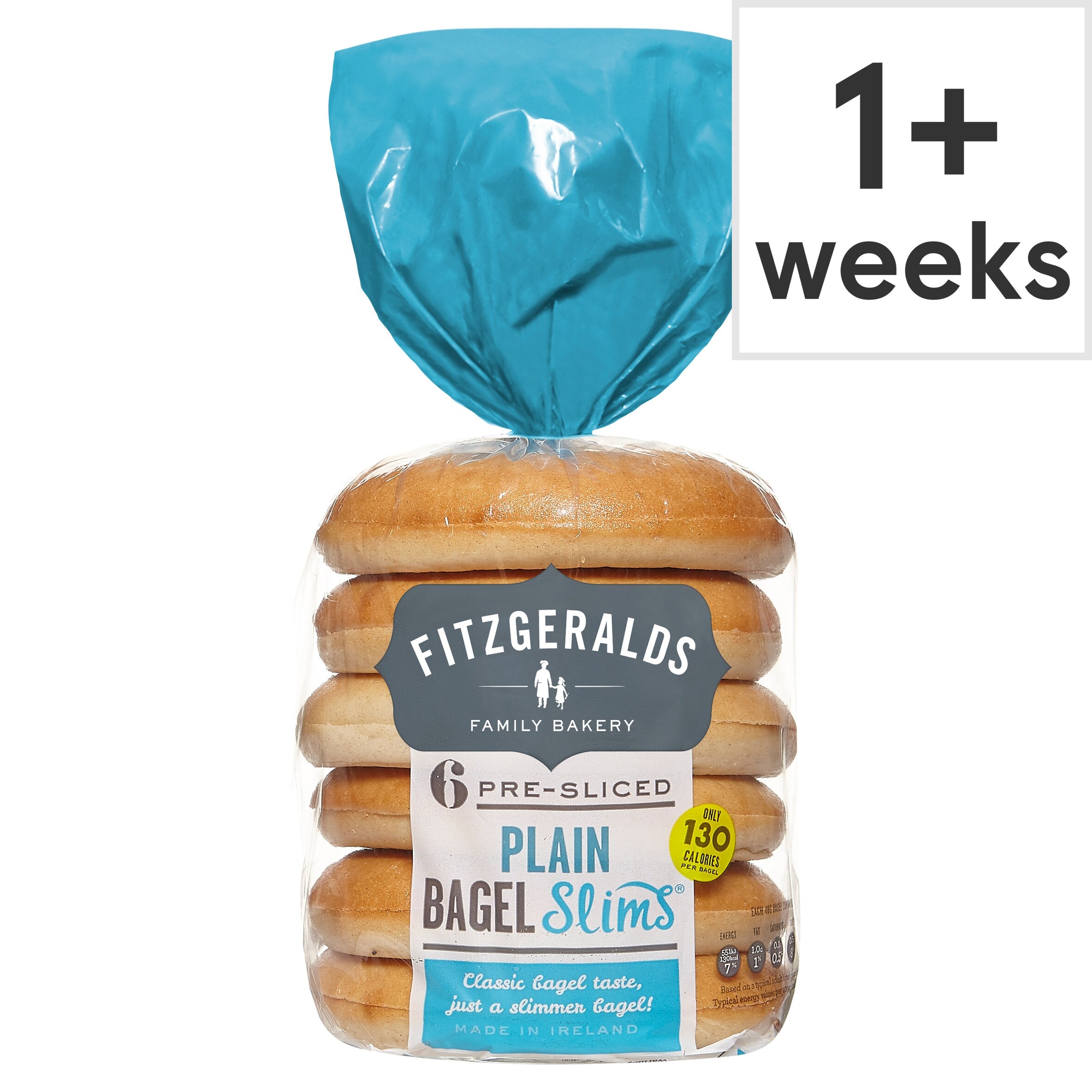 Fitzgeralds 6 Plain Bagel Slims 288G - Tesco Groceries