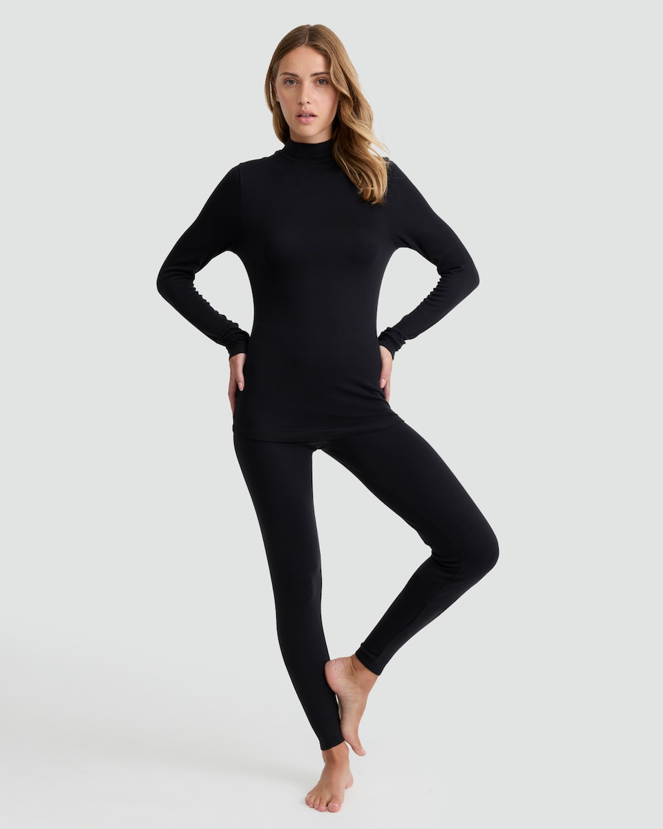 image 1 of F&F WARMPLUS™ Medium Warmth Thermal Leggings in Black
