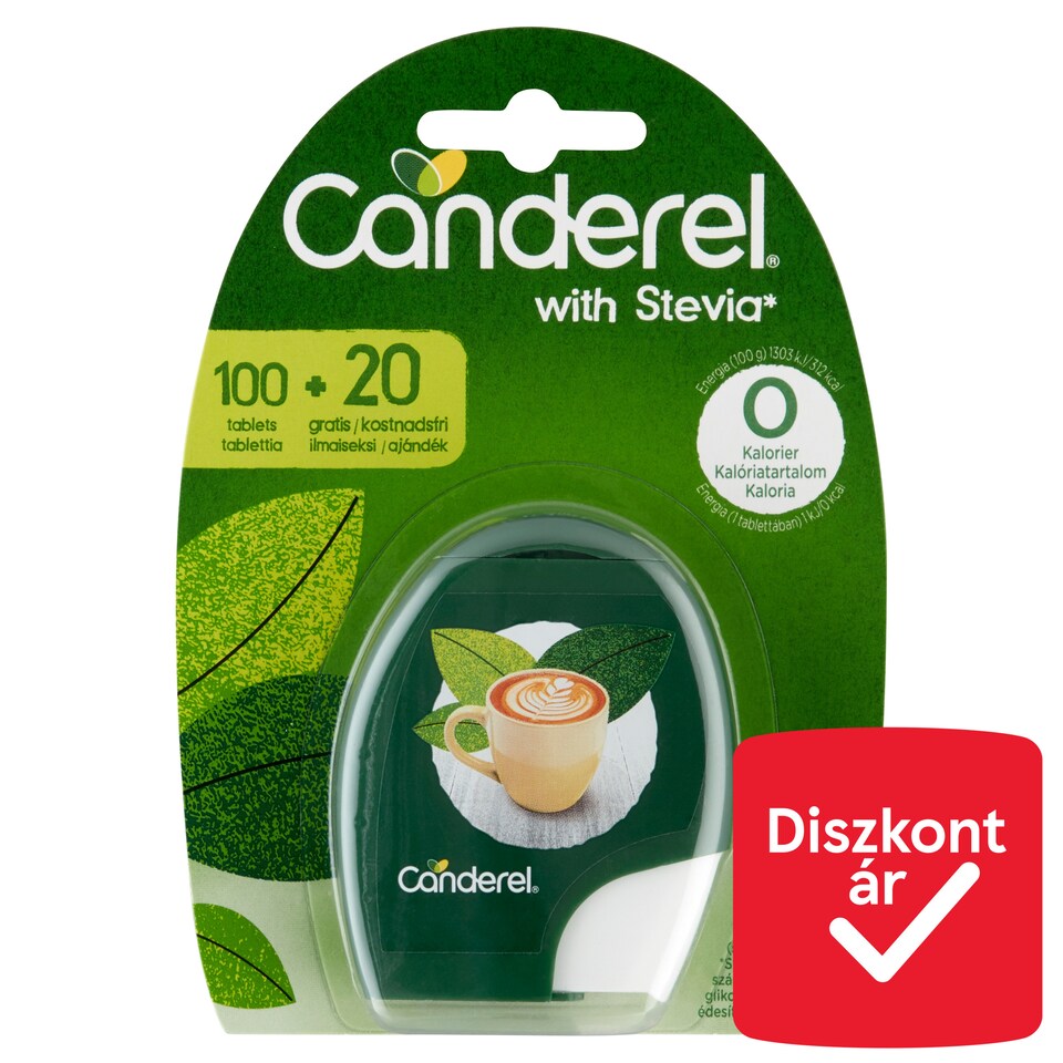 Canderel stevia növényből származó szteviol glikozid alapú asztali édesítőszer 120 db 10,2 g