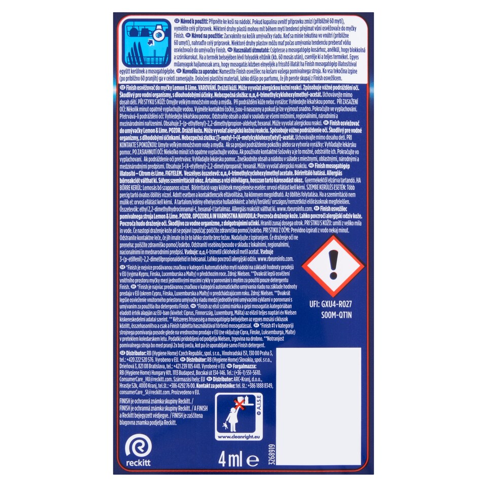 image 1 of Finish Lemon & Lime Washing Machine Deo 4 ml